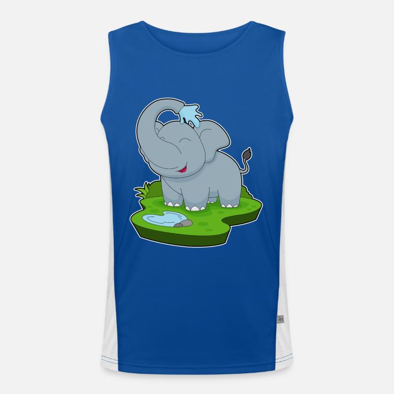 Elephant Bathing Water Men's Functional Contrast Tank Top 