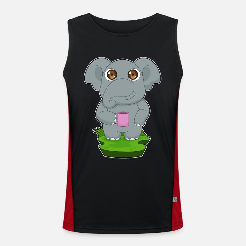 Elephant Coffee Mug - Men's Functional Contrast Tank Top  - black/red