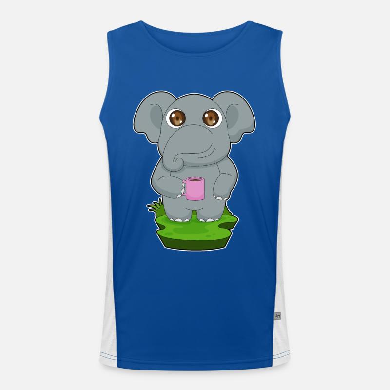 Elefant Kaffee Becher Funktionelles Kontrast-Tank Top für Männer 