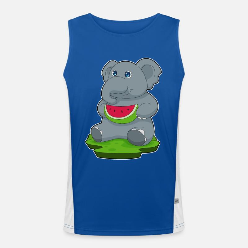 Elefant Wassermelone Frucht Funktionelles Kontrast-Tank Top für Männer 