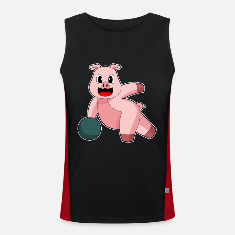 Pig Bowling Bowling Ball - Men's Functional Contrast Tank Top - black/red