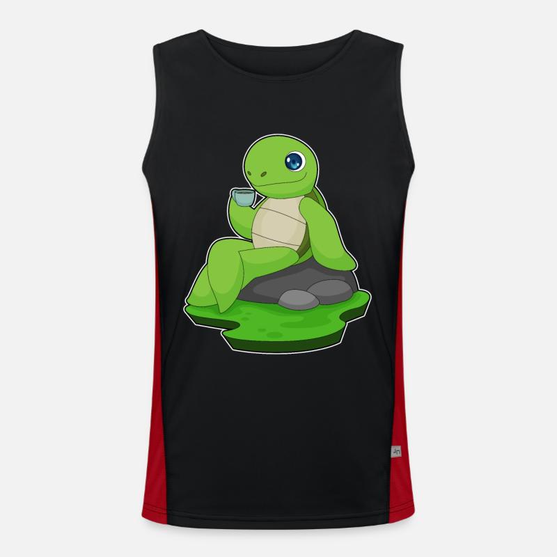 Turtle Coffee Mug - Men's Functional Contrast Tank Top - black/red