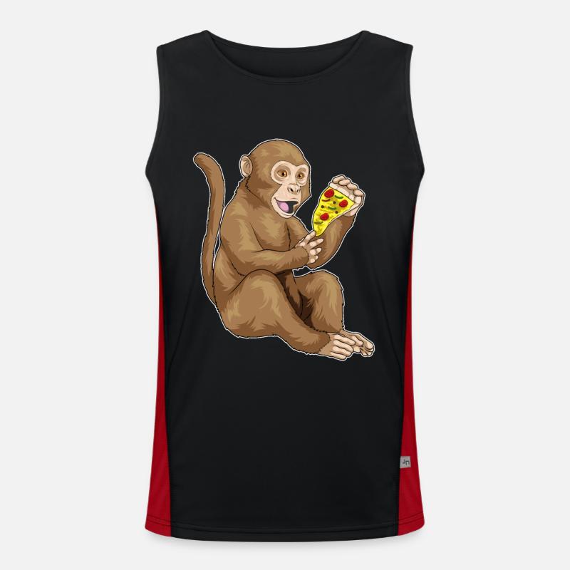 Monkey Pizza - Men's Functional Contrast Tank Top  - black/red