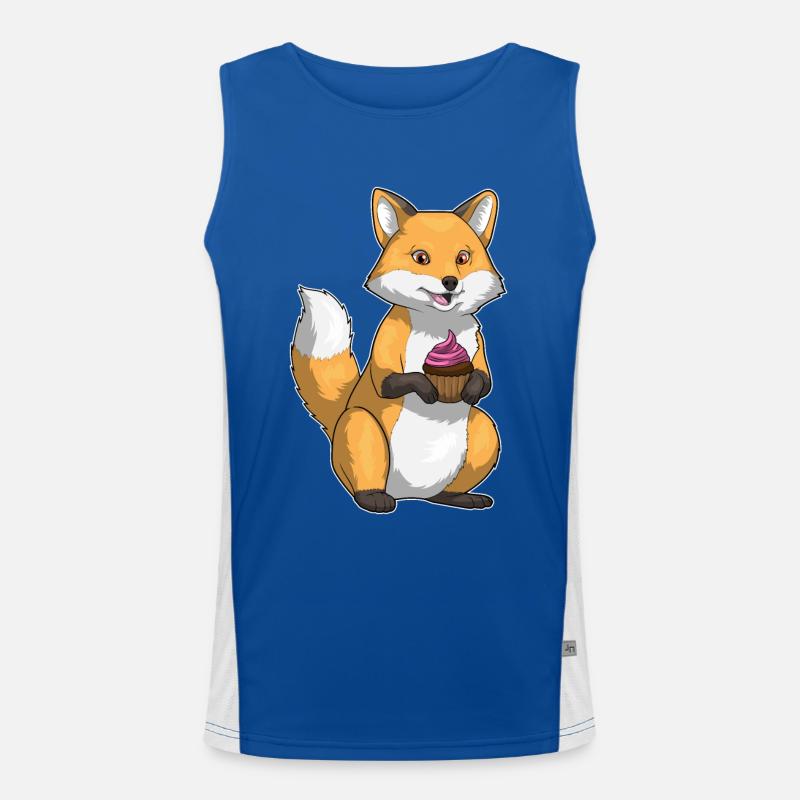 Fuchs Geburtstag Cupcake Funktionelles Kontrast-Tank Top für Männer 