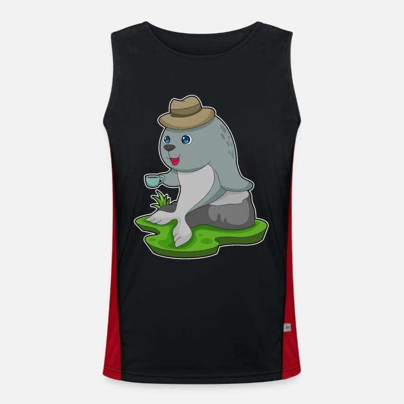 Seal Coffee Mug - Men's Functional Contrast Tank Top - black/red