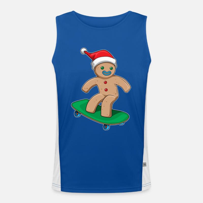 Lebkuchenmann Weihnachten Skateboard Funktionelles Kontrast-Tank Top für Männer 