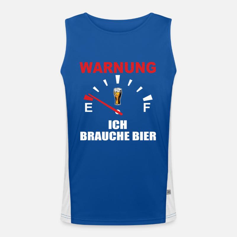 Warnung – Ich brauche Bier! Funktionelles Kontrast-Tank Top für Männer 