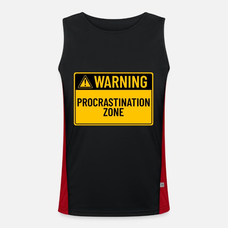 Warning: Procrastination Zone - Men's Functional Contrast Tank Top  - black/red