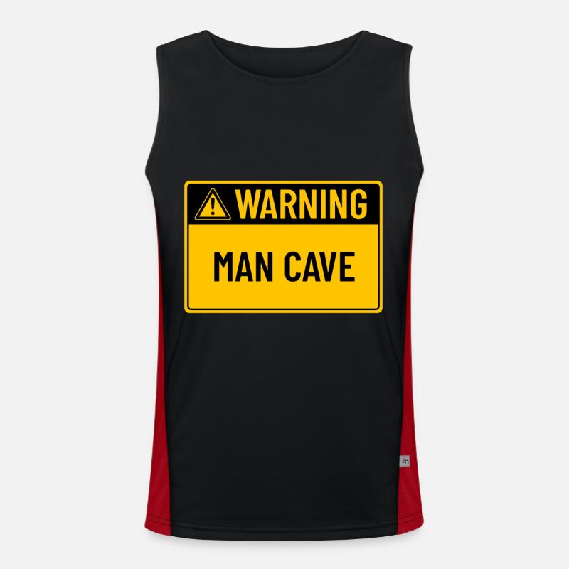Warning: Man Cave - Men's Functional Contrast Tank Top  - black/red