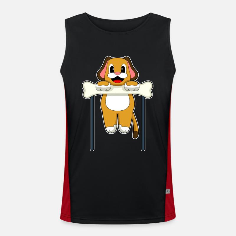 Dog Bodybuilding Pull-ups - Men's Functional Contrast Tank Top - black/red
