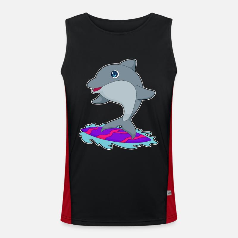 Dolphin Surfer Surfboard - Men's Functional Contrast Tank Top  - black/red