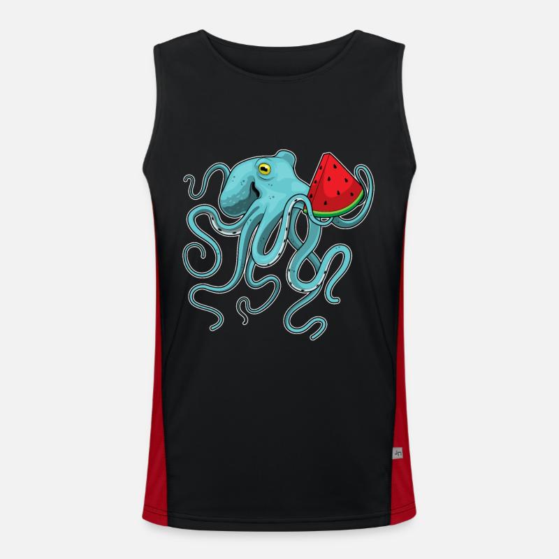 Octopus Watermelon - Men's Functional Contrast Tank Top  - black/red