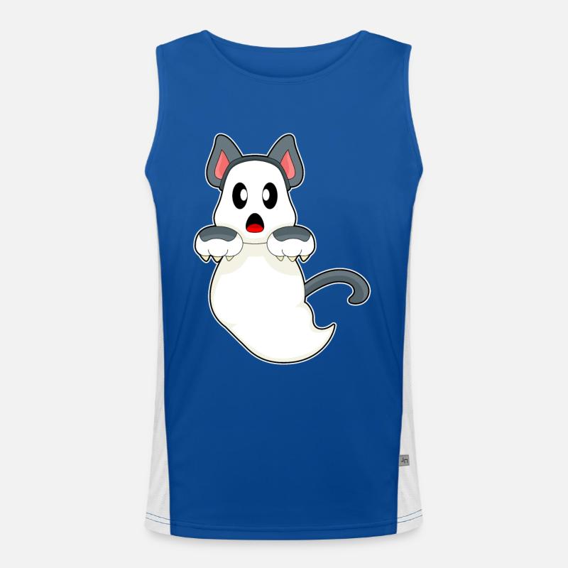 Katze Halloween Geist Funktionelles Kontrast-Tank Top für Männer 