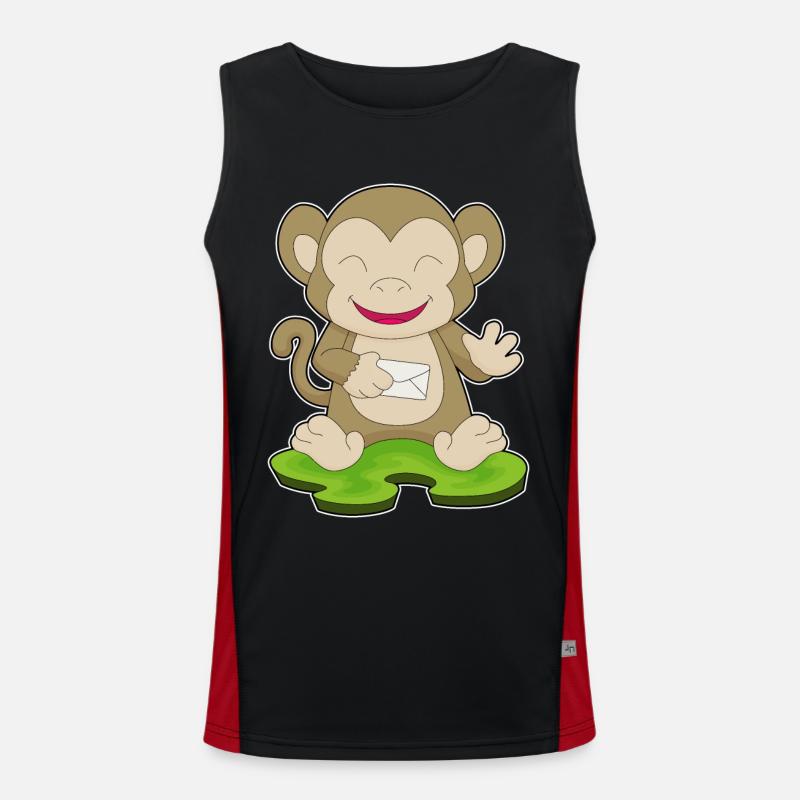 Monkey Letter - Men's Functional Contrast Tank Top  - black/red