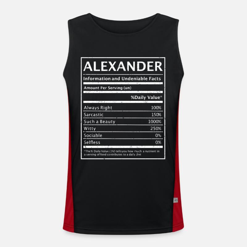 Alexander Name Alexander Gift - Men's Functional Contrast Tank Top  - black/red