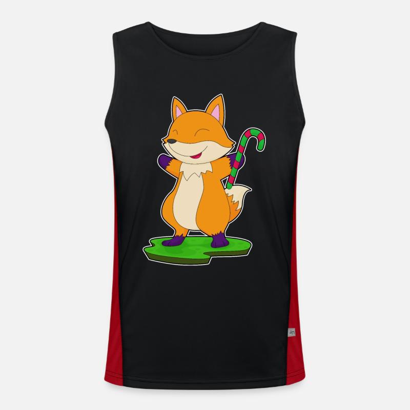 Fox candy cane - Men's Functional Contrast Tank Top  - black/red