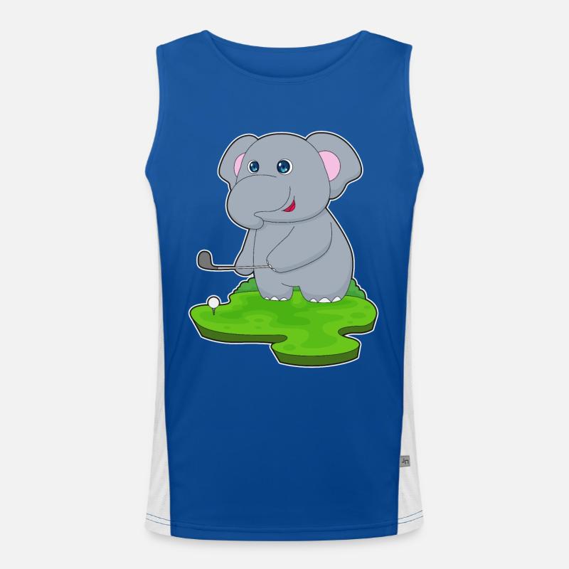 Elefant Golf Golfschläger Funktionelles Kontrast-Tank Top für Männer 