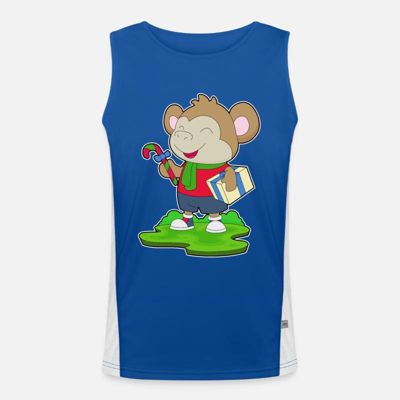 Monkey Christmas Package Men's Functional Contrast Tank Top 
