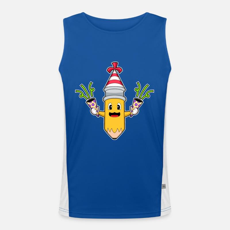 Bleistift Geburtstag Partyhut Funktionelles Kontrast-Tank Top für Männer 