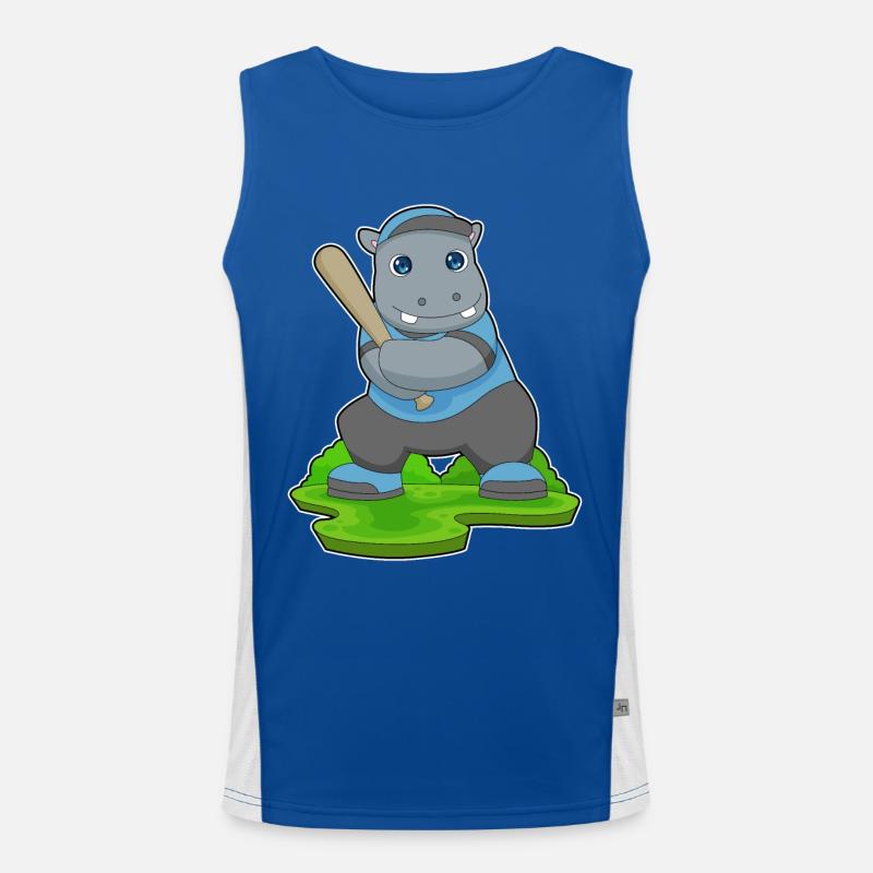 Hippopotamus Baseball Batte de Baseball Débardeur respirant contrasté Homme 