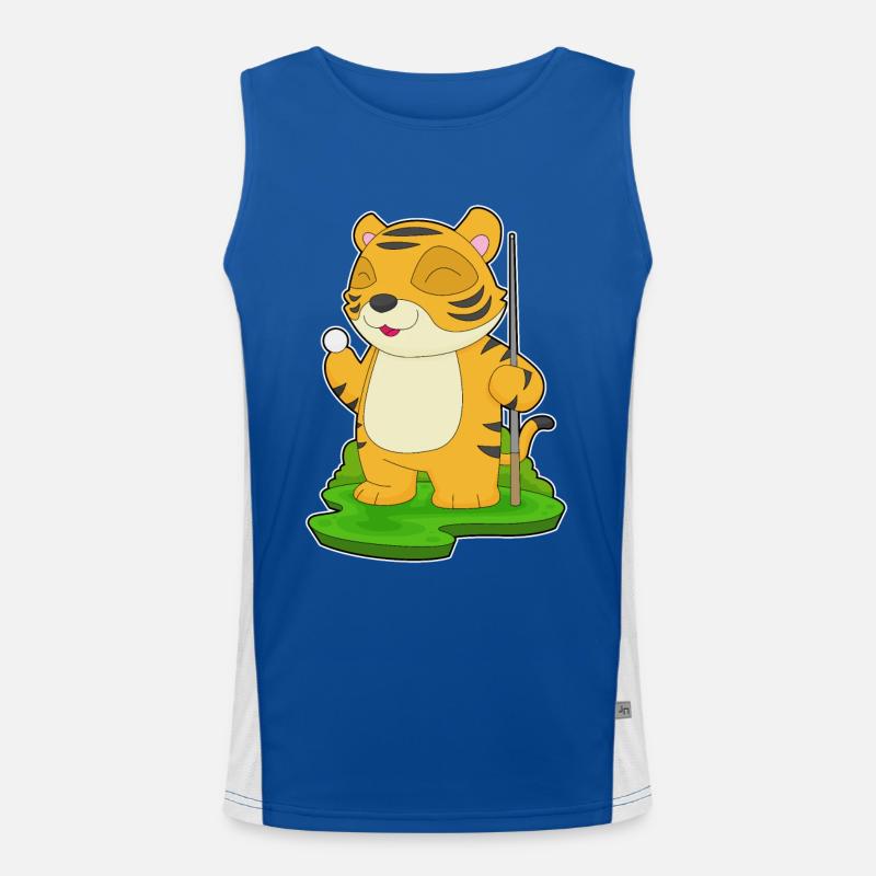 Tiger Billiard Queue Funktionelles Kontrast-Tank Top für Männer 