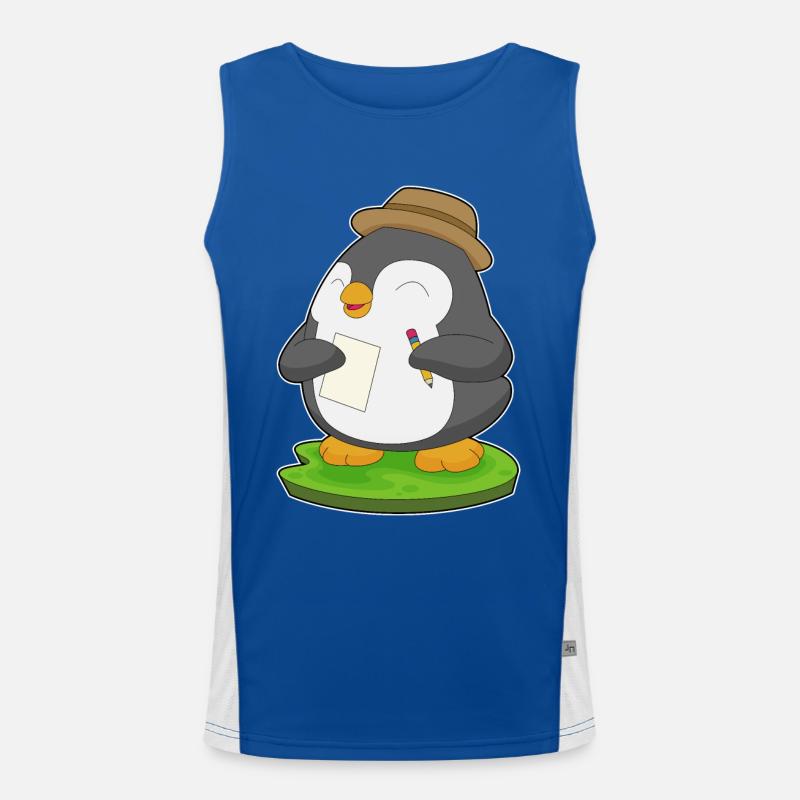 Pinguin Bleistift Papier Schule Funktionelles Kontrast-Tank Top für Männer 