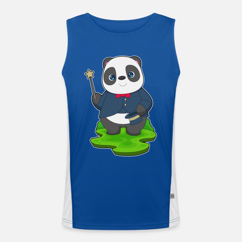 Panda Wizard Wand Men's Functional Contrast Tank Top 