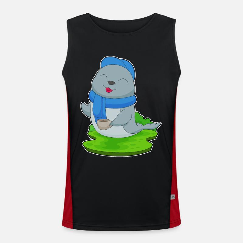 Seal Coffee Mug - Men's Functional Contrast Tank Top  - black/red