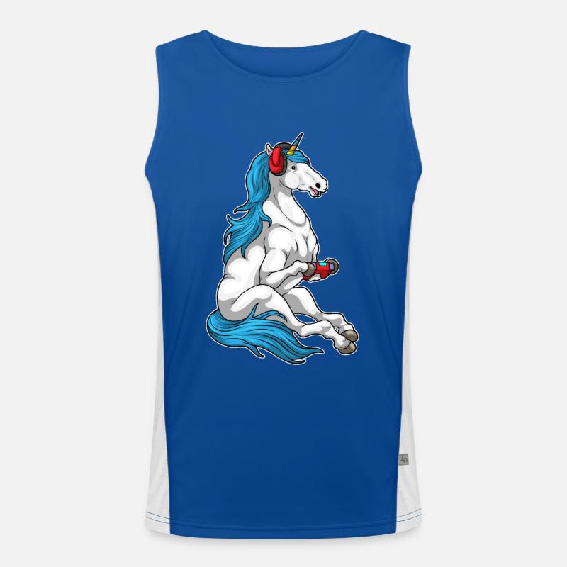 Einhorn Gamer Controller Funktionelles Kontrast-Tank Top für Männer 