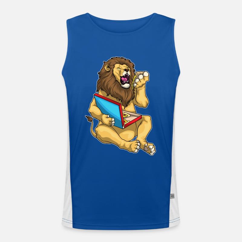 Löwe Pizza Funktionelles Kontrast-Tank Top für Männer 