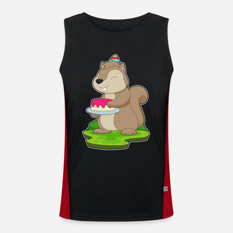 Squirrel Birthday Cake - Men's Functional Contrast Tank Top  - black/red