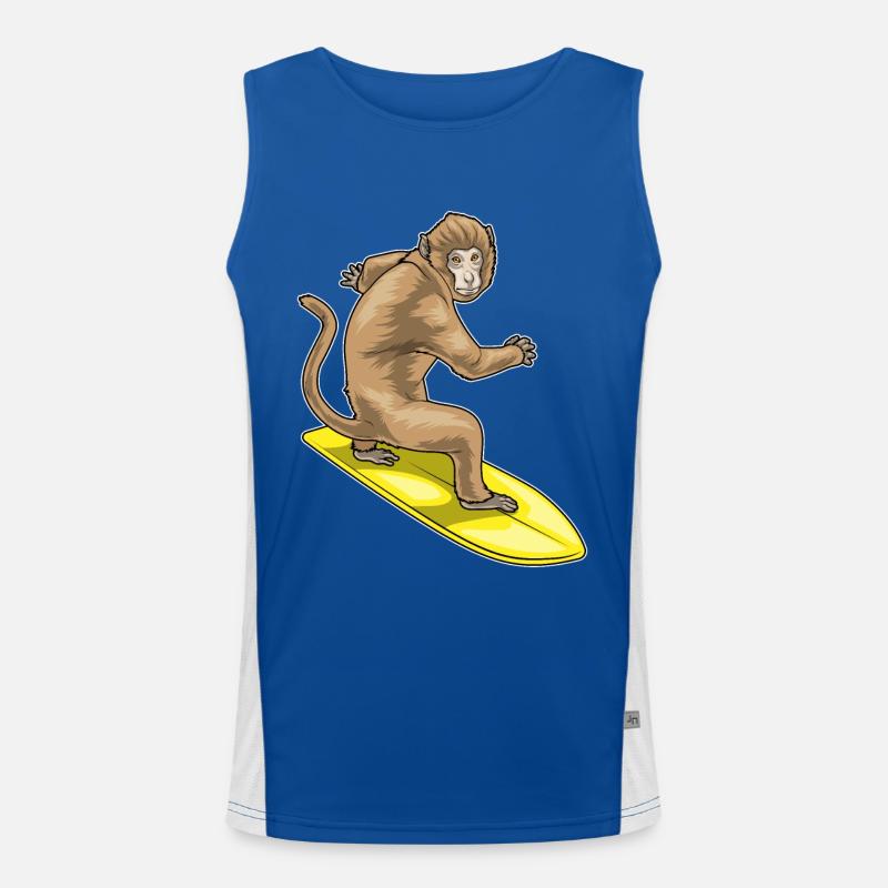 Affe Surfer Surfbrett Funktionelles Kontrast-Tank Top für Männer 