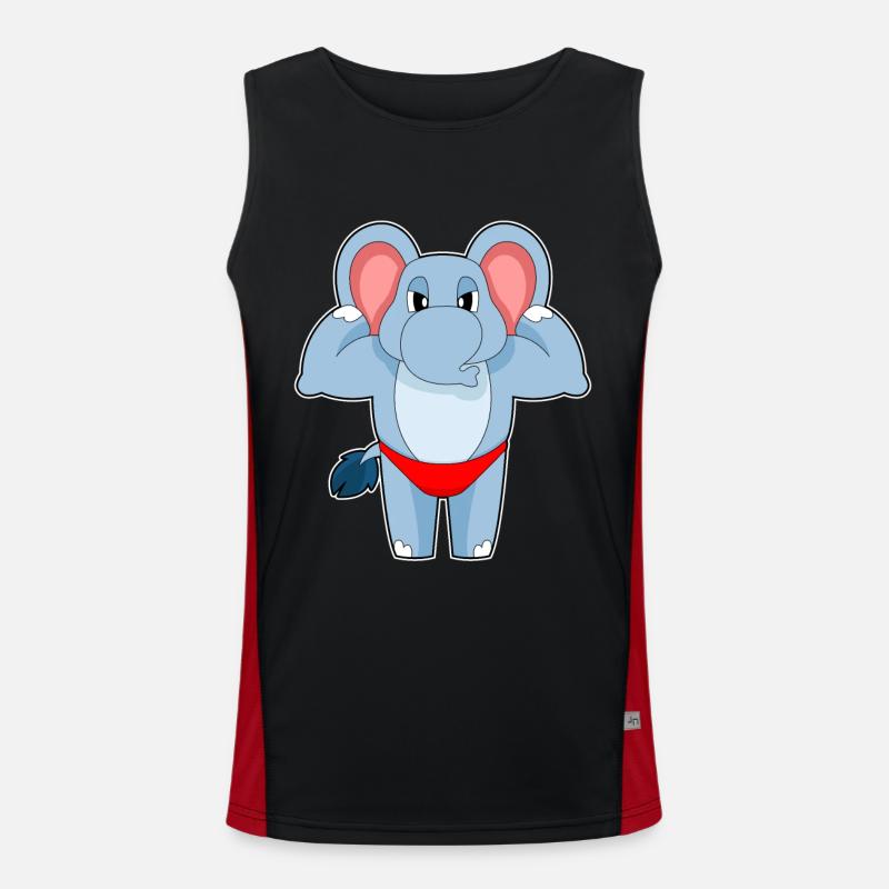 Elephant Bodybuilder Bodybuilding - Men's Functional Contrast Tank Top - black/red