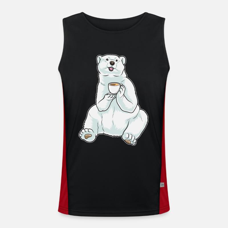 Polar Bear Coffee Mug - Men's Functional Contrast Tank Top  - black/red