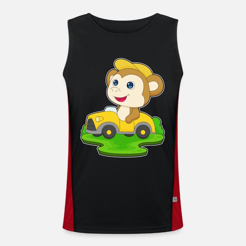 Monkey Car - Men's Functional Contrast Tank Top  - black/red