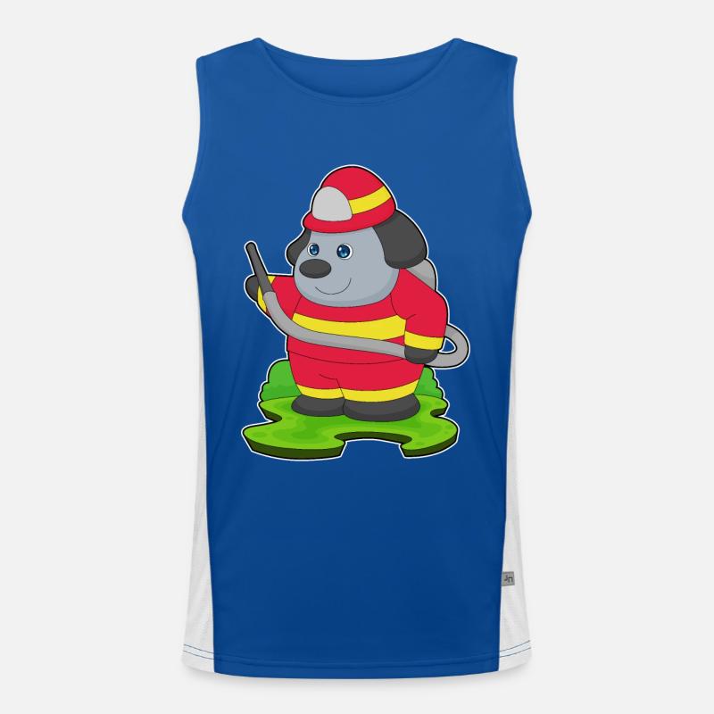 Dog Firefighter Fire Brigade Men's Functional Contrast Tank Top 