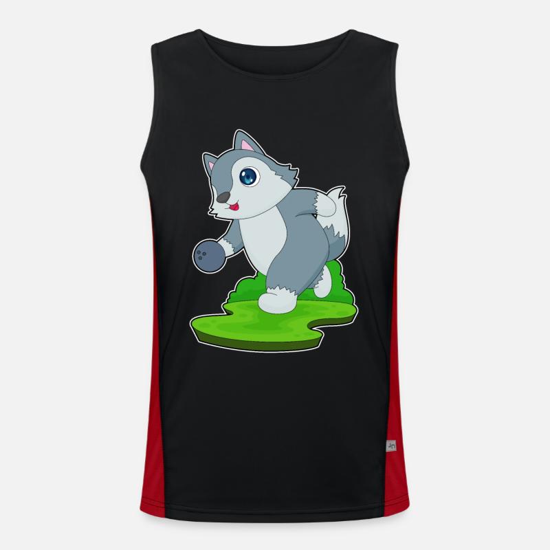 Wolf Bowling Bowling Ball - Men's Functional Contrast Tank Top - black/red