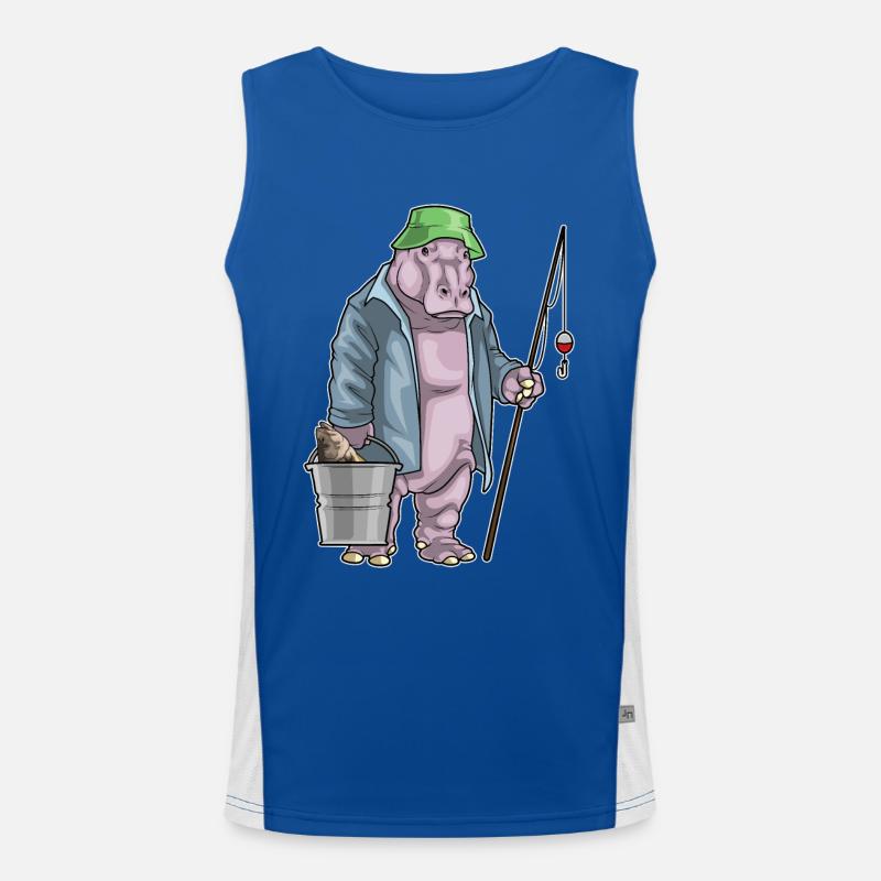 Nilpferd Angler Eimer Angeln Funktionelles Kontrast-Tank Top für Männer 