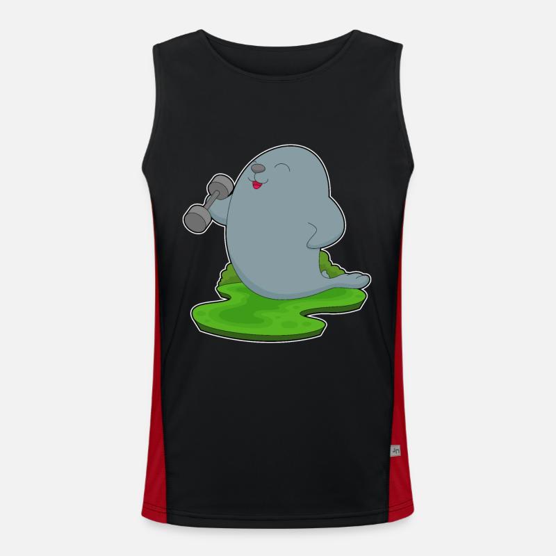 Seal Bodybuilder Dumbbell - Men's Functional Contrast Tank Top  - black/red