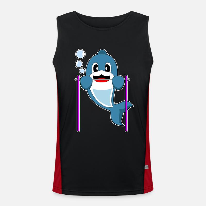 Dolphin Bodybuilder Pull-ups - Men's Functional Contrast Tank Top  - black/red