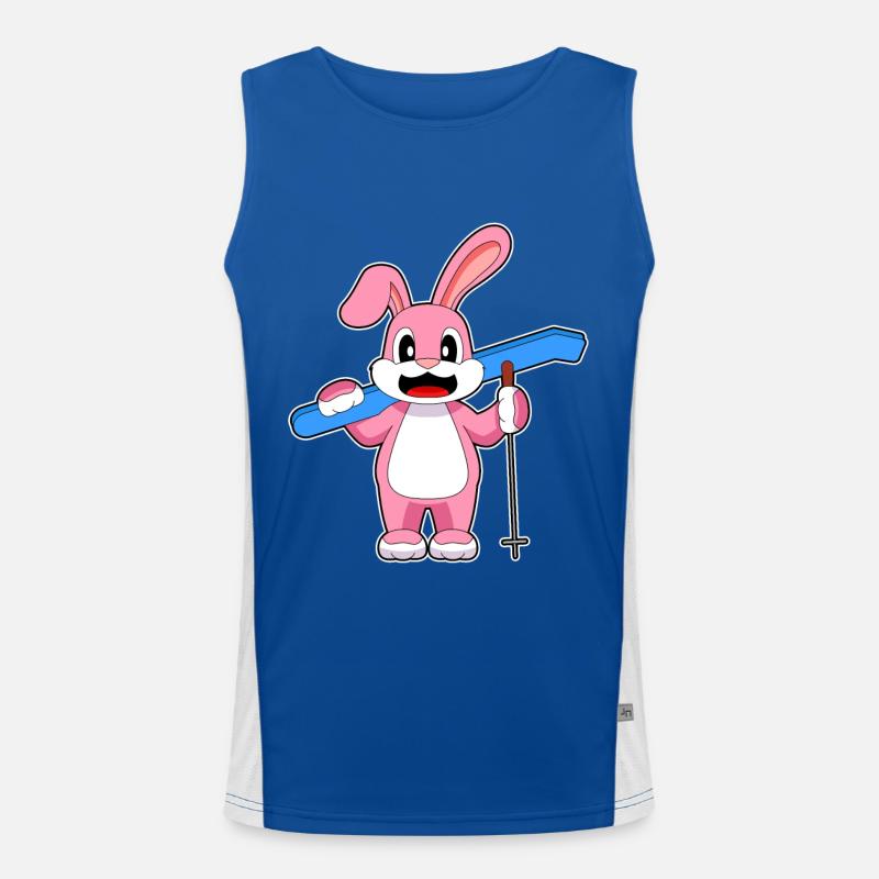 Rabbit Ski Skier Ski Poles Men's Functional Contrast Tank Top 