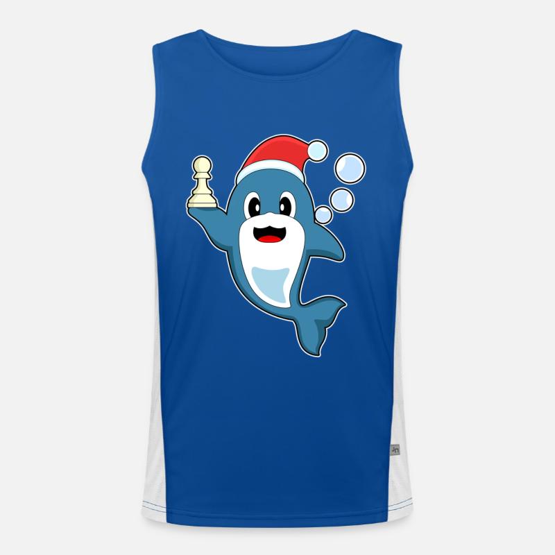 Delfin Weihnachten Schach Funktionelles Kontrast-Tank Top für Männer 