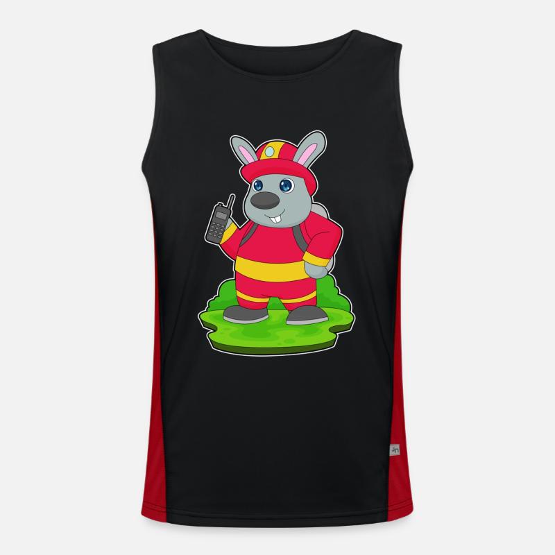 Rabbit Firefighter Fire Brigade - Men's Functional Contrast Tank Top  - black/red