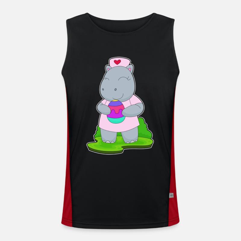 Hippopotamus Easter Nurse - Men's Functional Contrast Tank Top  - black/red