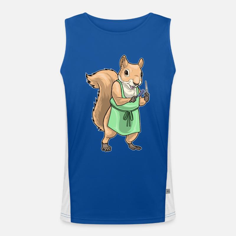 Eichhörnchen Friseur Schere Kamm Funktionelles Kontrast-Tank Top für Männer 