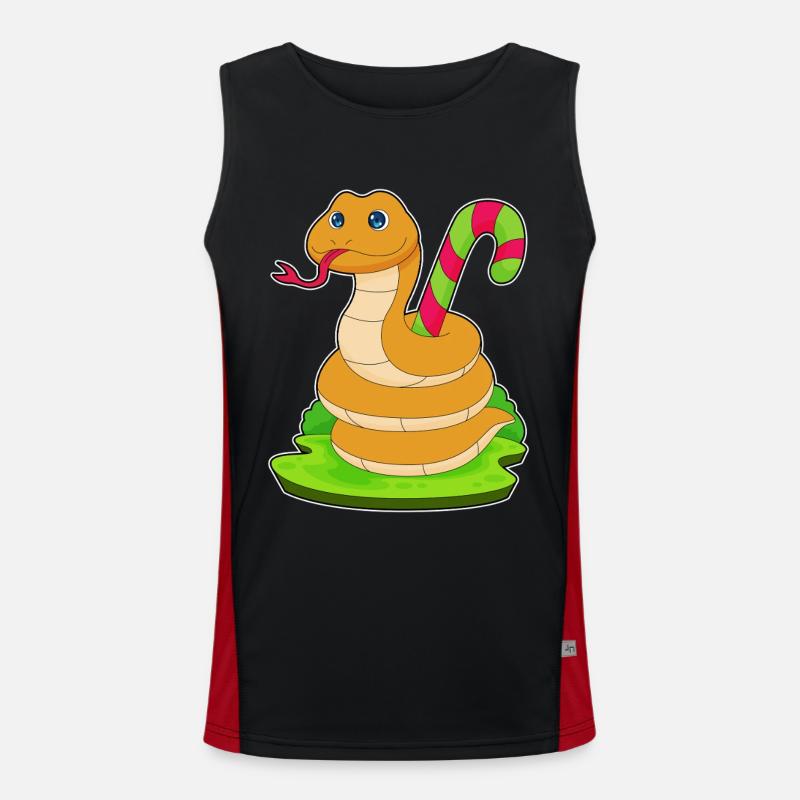 Snake candy cane - Men's Functional Contrast Tank Top  - black/red