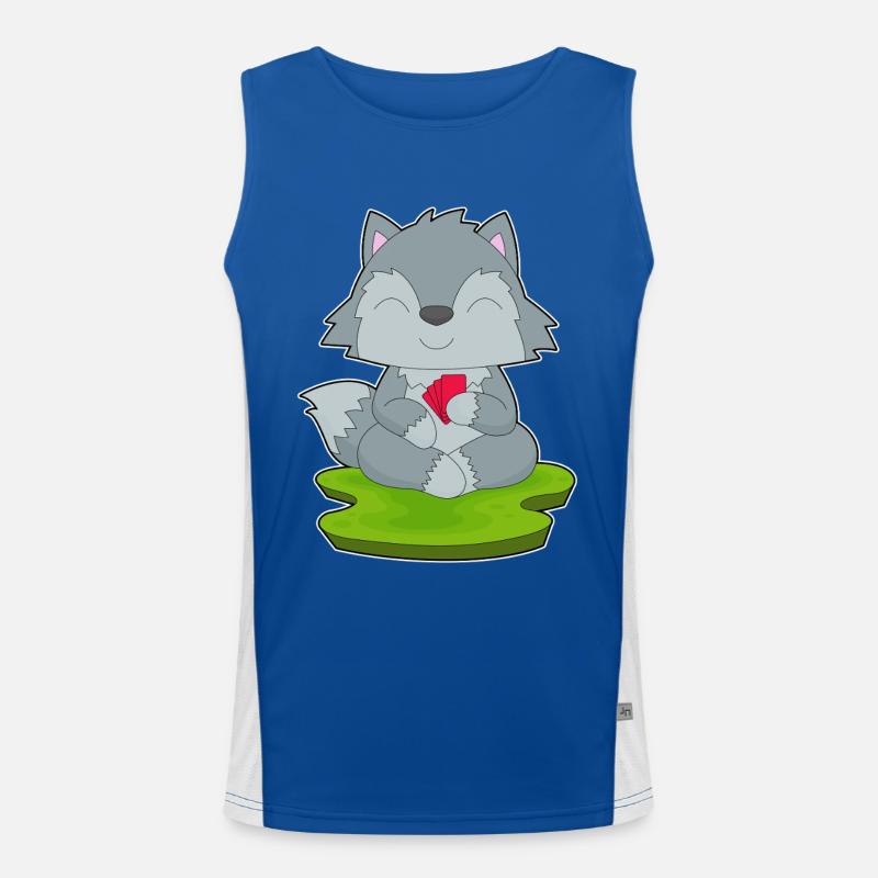 Wolf Poker Poker Cards Men's Functional Contrast Tank Top 