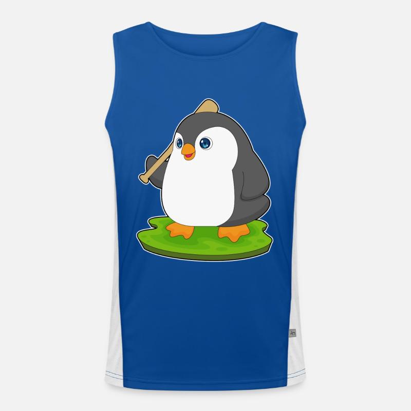 Pinguin Baseball Baseballschläger Funktionelles Kontrast-Tank Top für Männer 