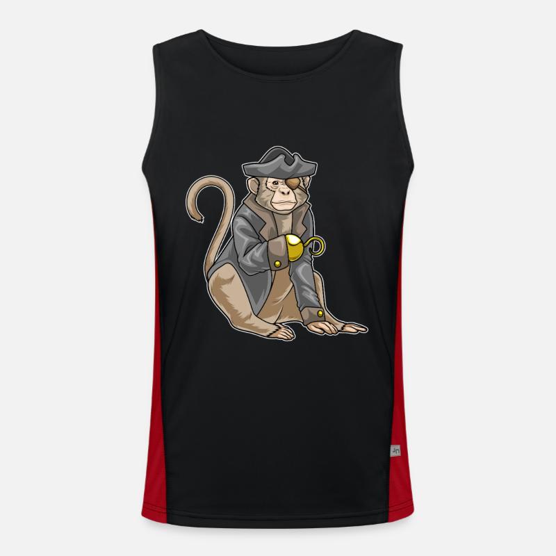 Monkey Pirate Hook Hand - Men's Functional Contrast Tank Top - black/red