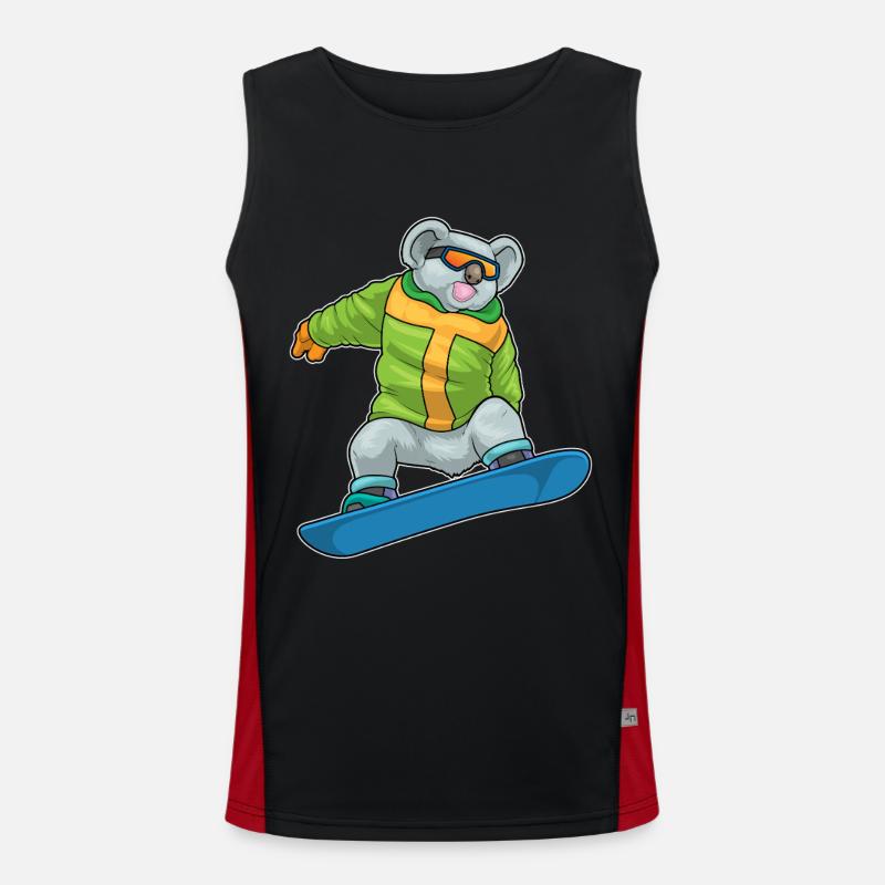 Koala Snowboarder Snowboard - Men's Functional Contrast Tank Top - black/red